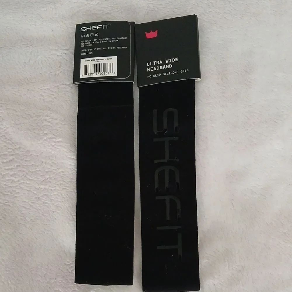 Shefit Ultra wide no slip silicone grip headbands  Set of 2 black  NEW